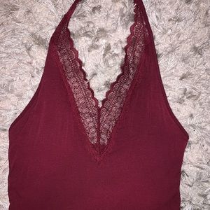 Maroon Halter Body Suit